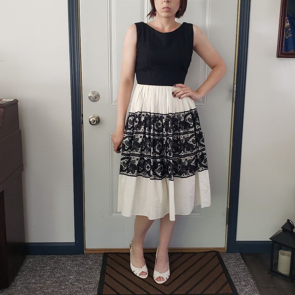50s/60s Black and‎ White Hand Made Party Dress